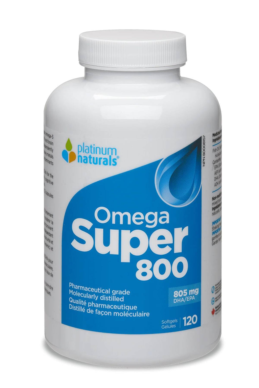 Platinum Naturals Super 800, 120 Softgels - Fish Oil Omega 3 Supplement, High-Potency EPA & DHA for Eye & Heart Health, Cholesterol Support, Pure Omega-3 Fatty Acids, No Fishy Aftertaste