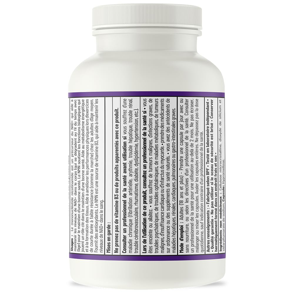 AOR NMN 600mg Supplement, Made in Canada, Vegan, 60 Capsules, 60 Day Supply