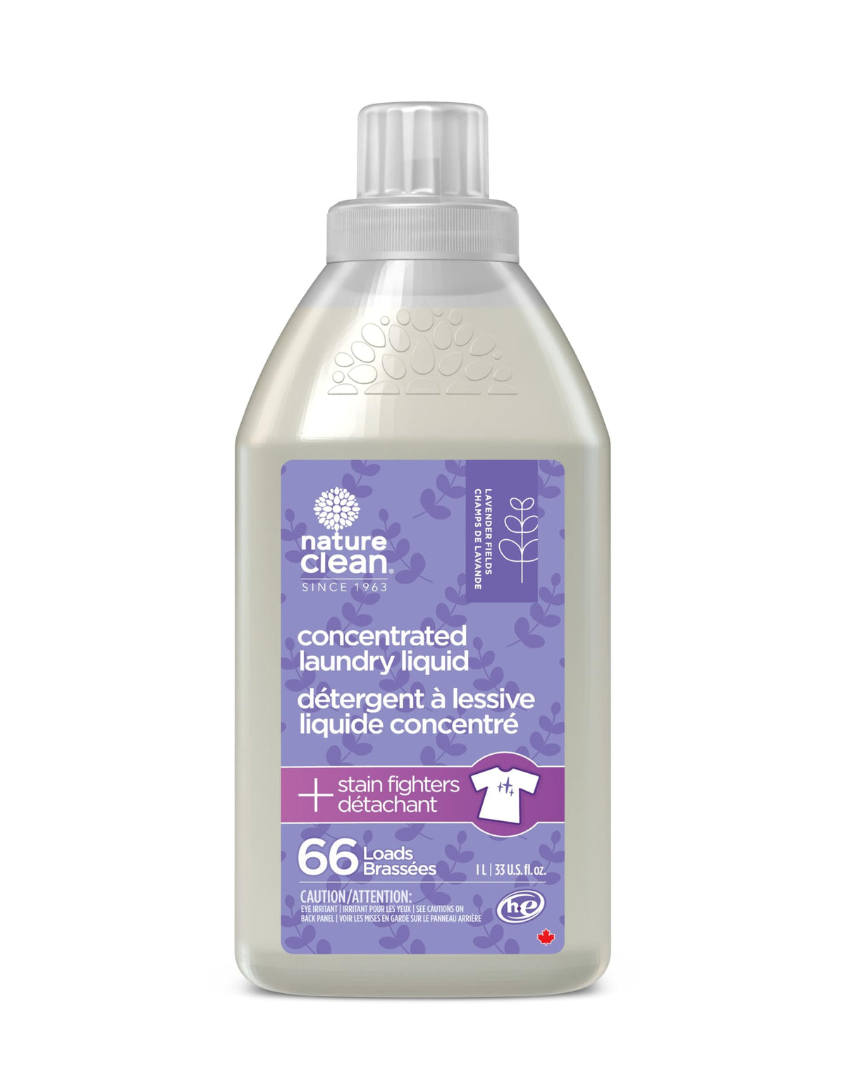 Nature Clean Laundry Liquid Concentrate 1L - Lavender Fields Scent, Gentle on Fabrics & Skin, 66 Load Concentrated Formula - Biodegradable, Vegan, Gluten & Cruelty-Free - Greywater Safe & Travel-Ready