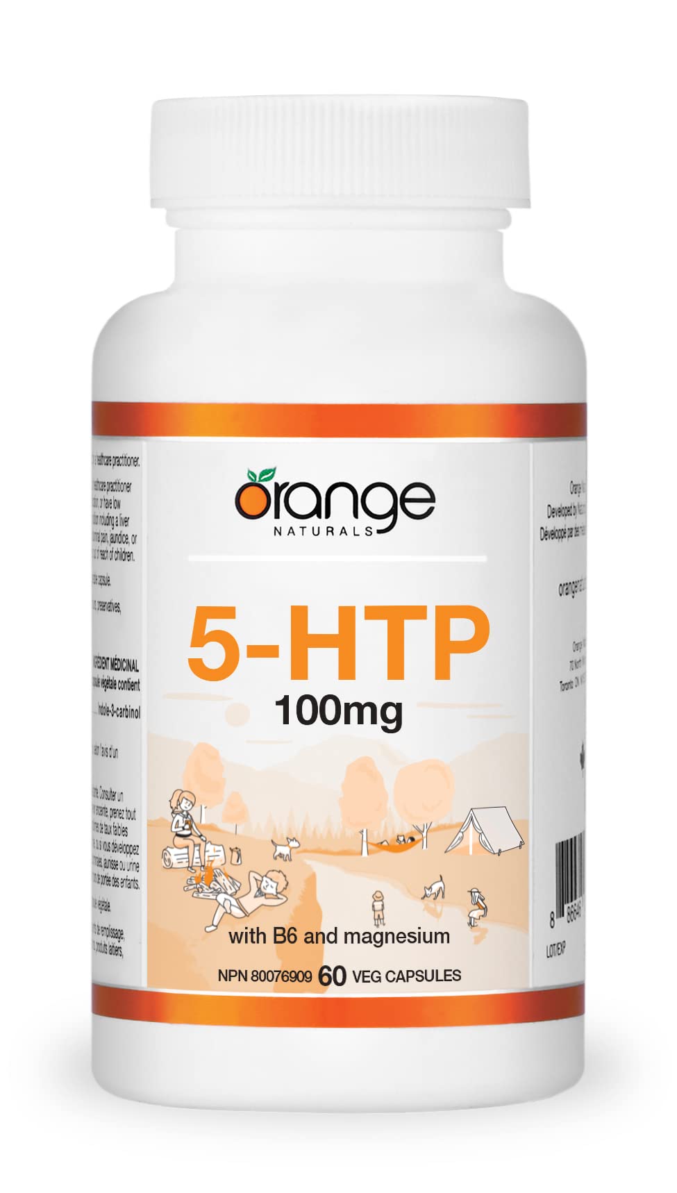 Orange Naturals - 5-HTP with Vitamin B6 & Magnesium 100mg 60 Capsules - Migraine Headache Relief, Mood Support, Relaxation and Sleep Support Supplement