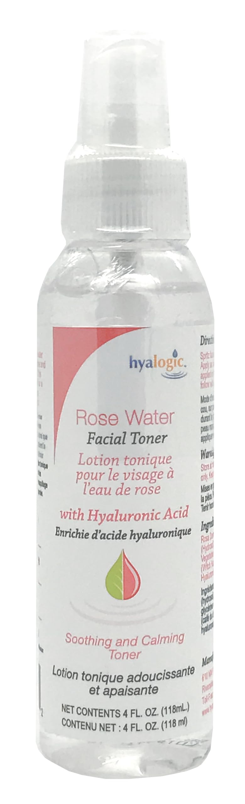 Tonique Facial à l'Eau de Rose et à l'Acide Hyaluronique - Tonique à l'Eau de Rose 100% Naturelle pour le Visage et le Cou, Idéal pour Tous les Types de Peau - Hypoallergénique, 120 ml
