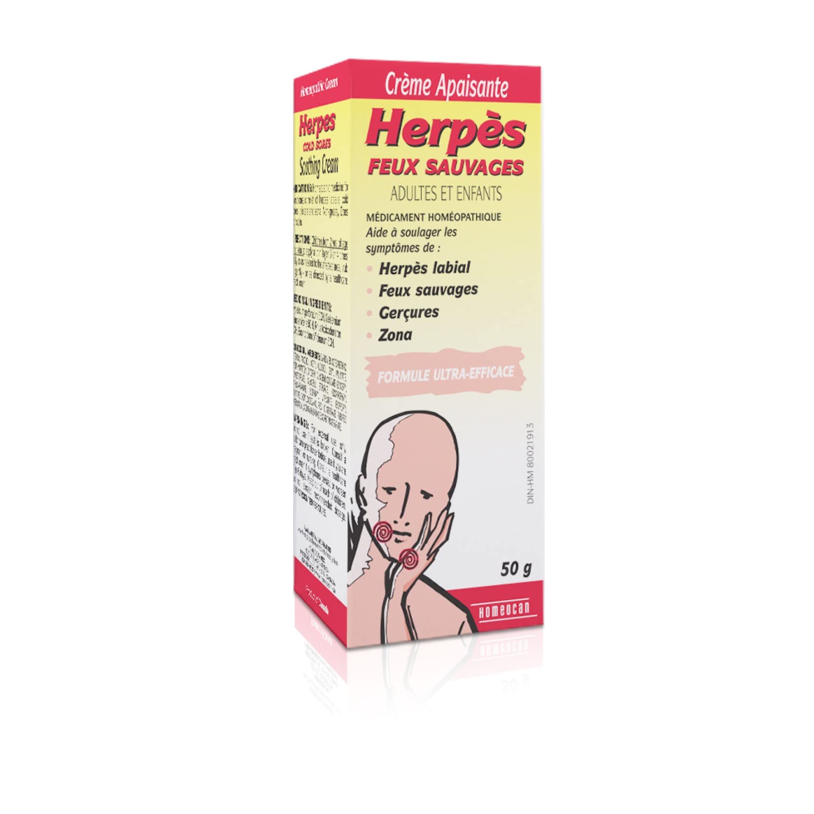Homeocan Herpes Cream 50g - Gentle Homeopathic Formula for Lip & Skin Discomfort, Soothes Dryness, Itching & Irritation - Safe for Adult & Children - Non-Greasy, Quick-Absorbing and Stain-Free Care