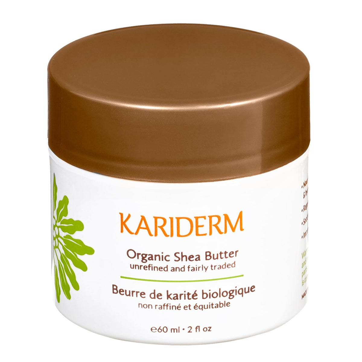 KARIDERM Organic Shea Butter 60ml Jar – Raw Unrefined Fair Trade Moisturizer for Radiant Skin & Hair – Rich in Nutrients & Vitamins – Canadian Made
