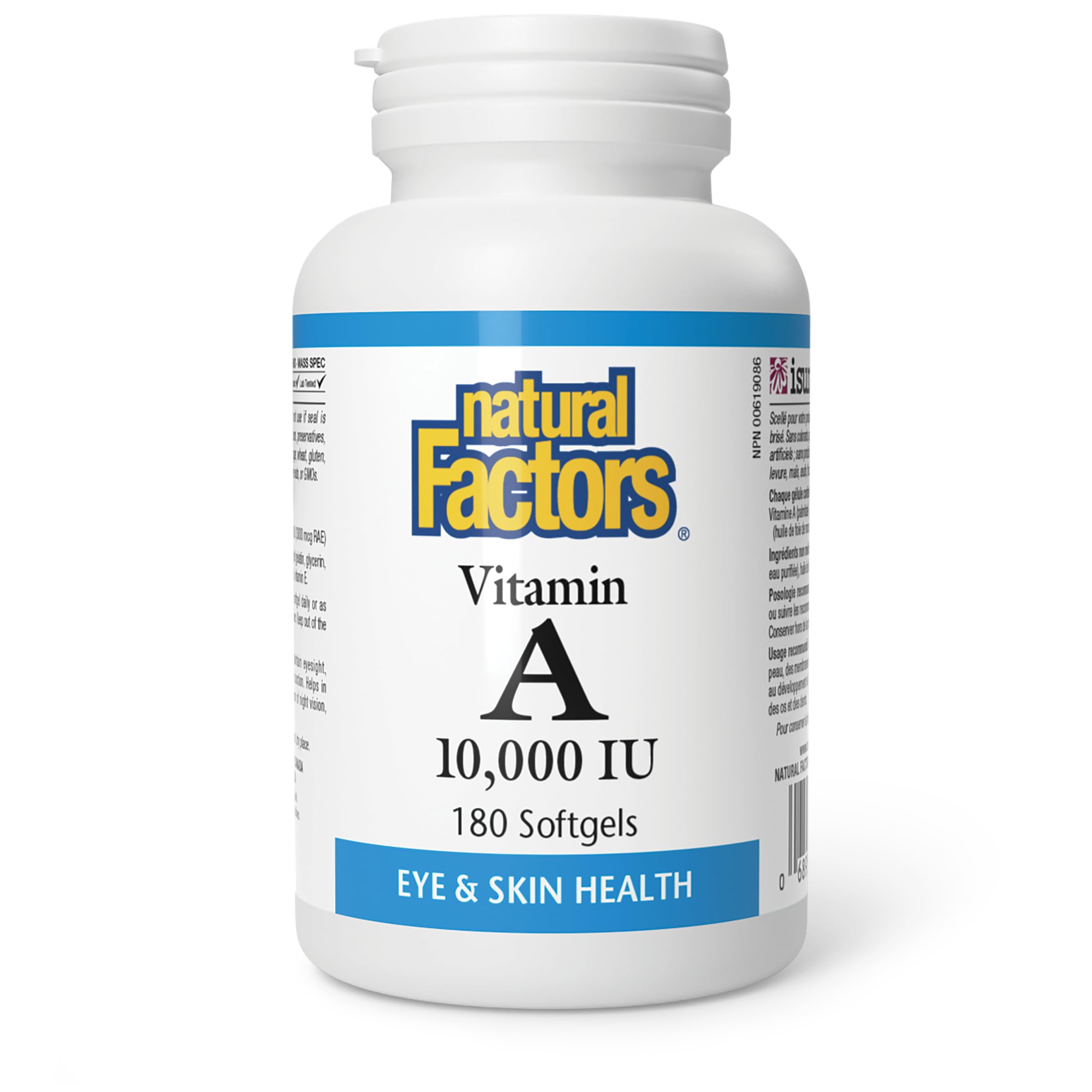 Natural Factors Vitamin A 10,000 IU, 180 Softgels, Supports Eye, Skin & Immune Health, Proudly Canadian
