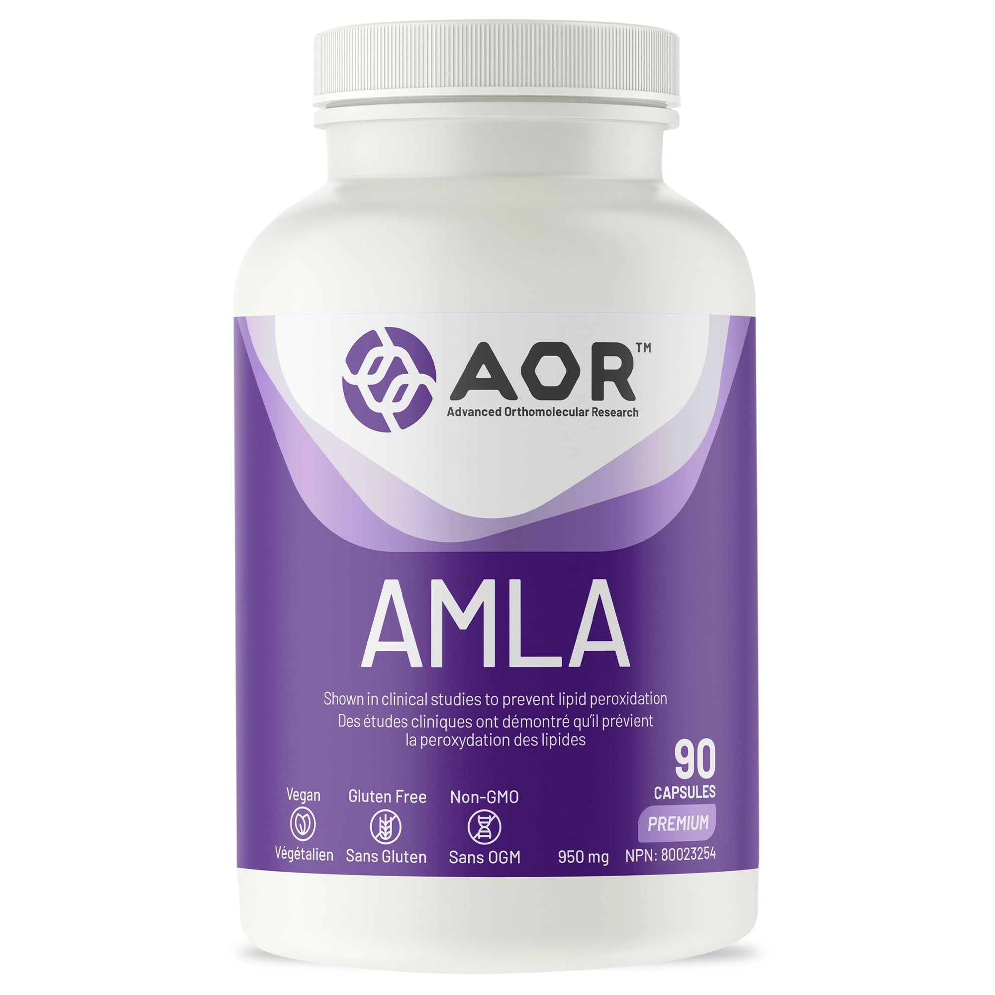 AOR Amla 950mg, 90 gélules (30 jours d'approvisionnement) - Complément d'Amla Biologique pour le Soutien du Cholestérol, Extrait d'Amla Puissant - Végétalien, Sans OGM et Sans Gluten - Aide à Maintenir le Bien-être Digestif et un Taux de Lipides Sain