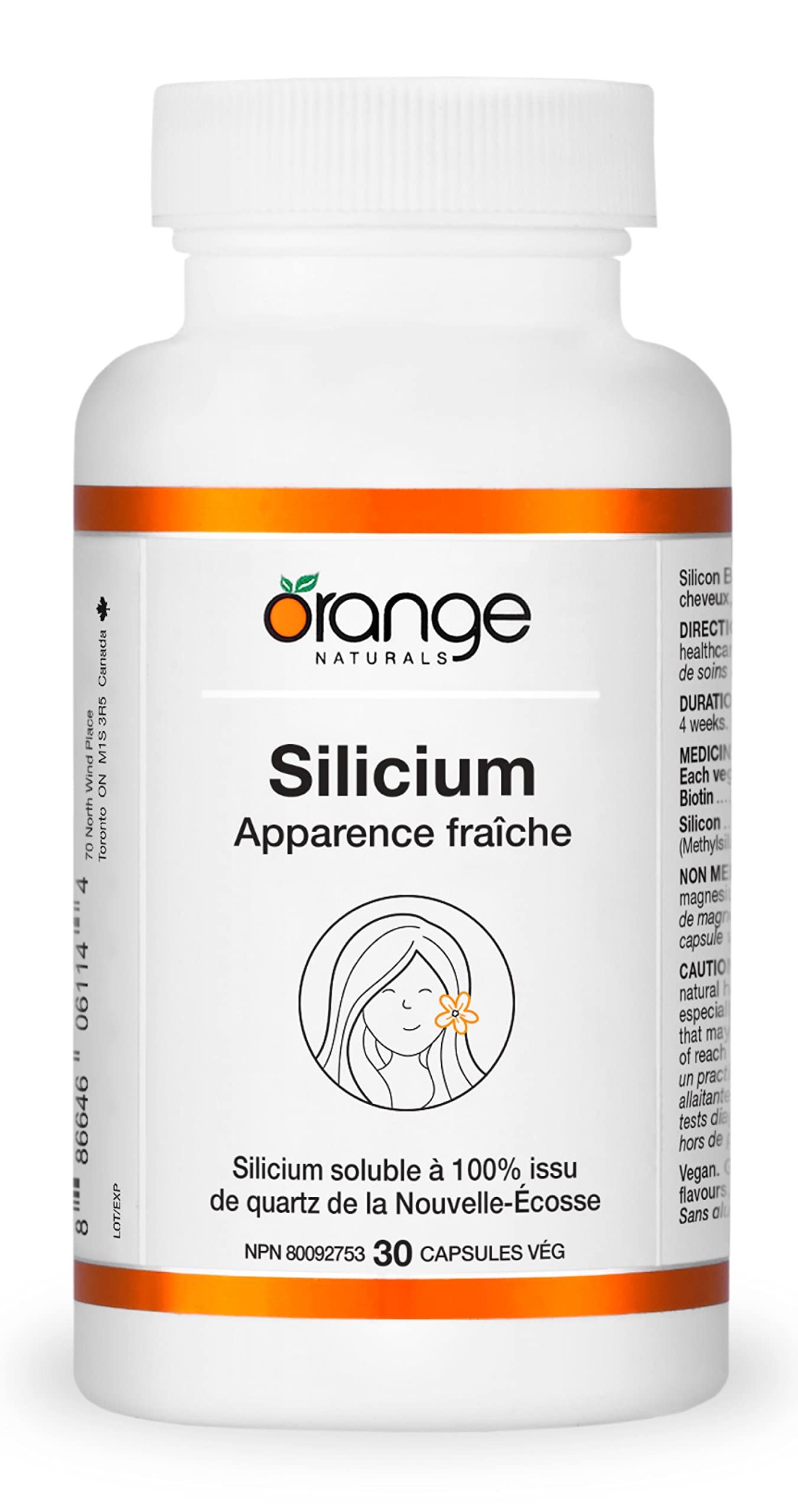 Orange Naturals - Silicon + Biotin Fresh Look 30 Capsules 30-Day Supply - Enhanced Formula for Vibrant Appearance, Hair & Nail Strength, Essential Silica & Biotin Complex, Vegan, Non-GMO & Gluten-Free