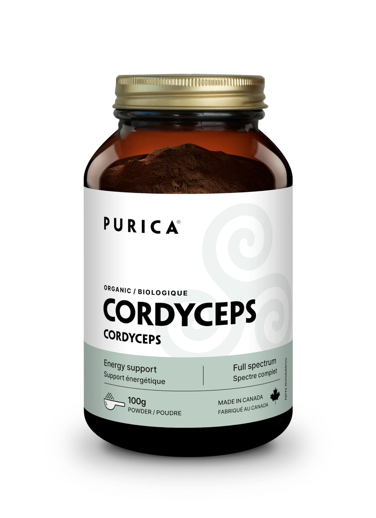 PURICA Organic Cordyceps Mushroom Powder, Micronized, 100 g, 55 Servings