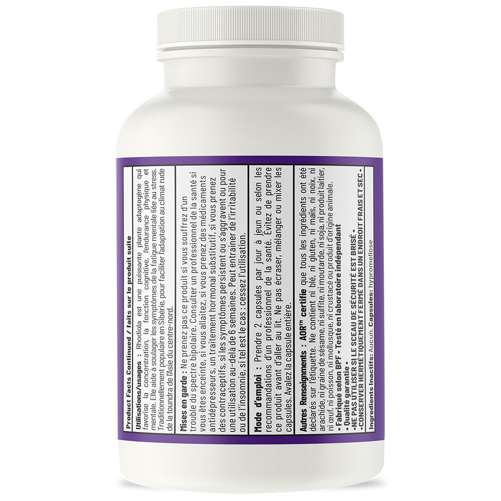 AOR Rhodiola Rosea Capsules, 170 mg, No Fillers, 60 Capsules, 30-Day Supply