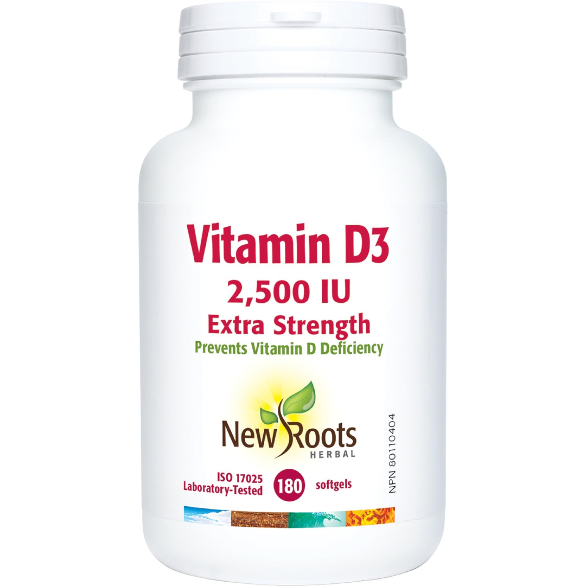 New Roots Herbal Vitamine D3 2500 UI Gélules 180 Unités, Approvisionnement de 6 Mois pour un Bien-être Quotidien, Favorise la Solidité des Os, des Dents et une Absorption Équilibrée du Calcium, Pratique, Facile à Avaler pour un Soutien Quotidien