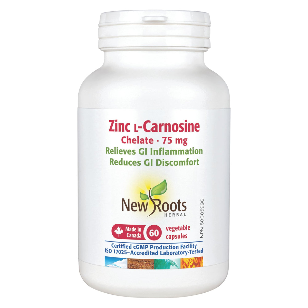 New Roots Herbal - Zinc ʟ-Carnosine Chelate 75 mg - 60 Veg Capsules