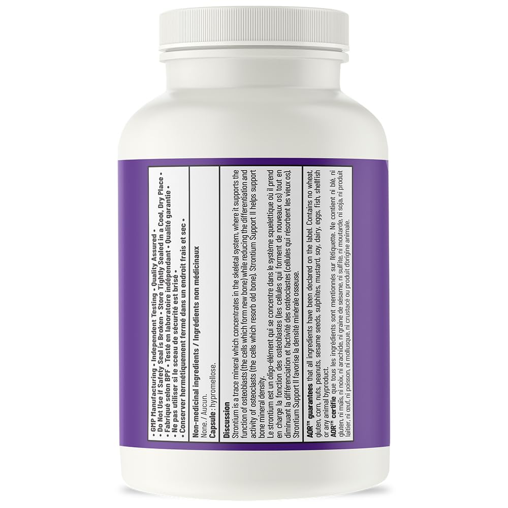 AOR - Strontium Support II 341 mg, 60 gélules - Supplément pour la guérison des fractures osseuses - Le Strontium renforce la solidité des os - Supplément de strontium - Supplément pour la santé osseuse - Citrate de strontium