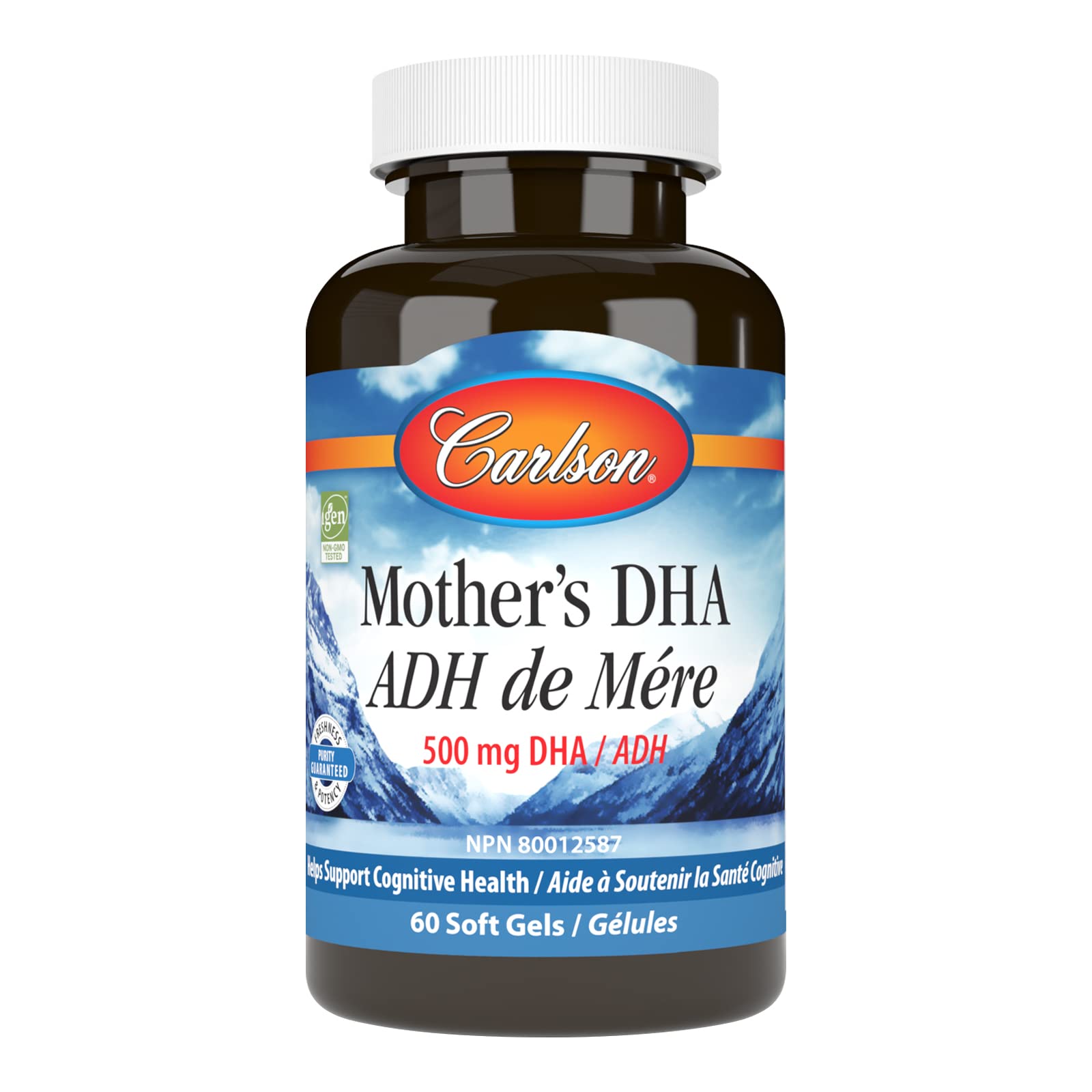 Carlson - Mother's DHA, 1,000 mg DHA, Healthy Baby and Mom, Prenatal Support, Sustainably Sourced, 60 Softgels