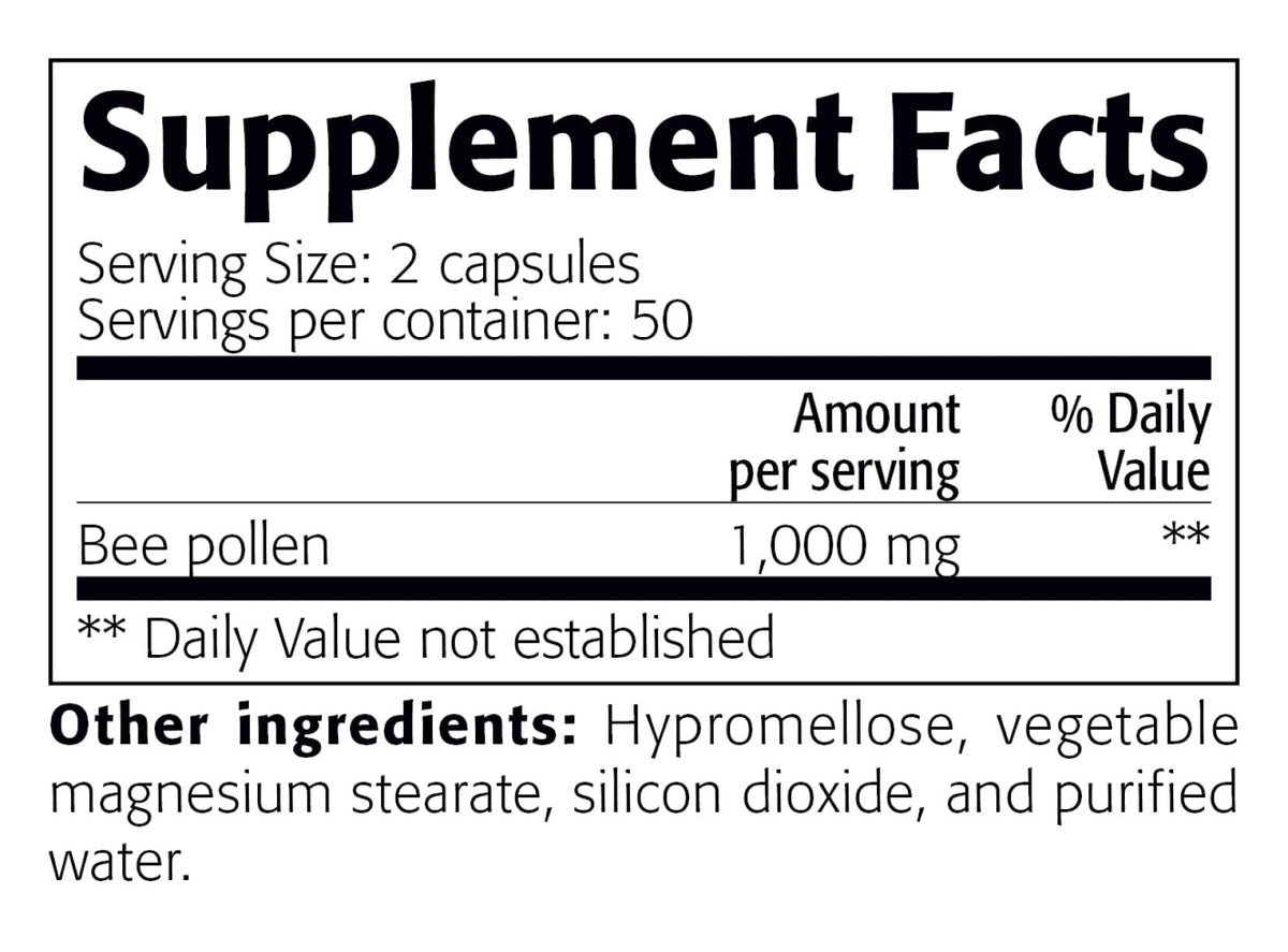 New Roots Herbal Bee Pollen Capsules, 500 mg, 100 Capsules, 50-Day Supply
