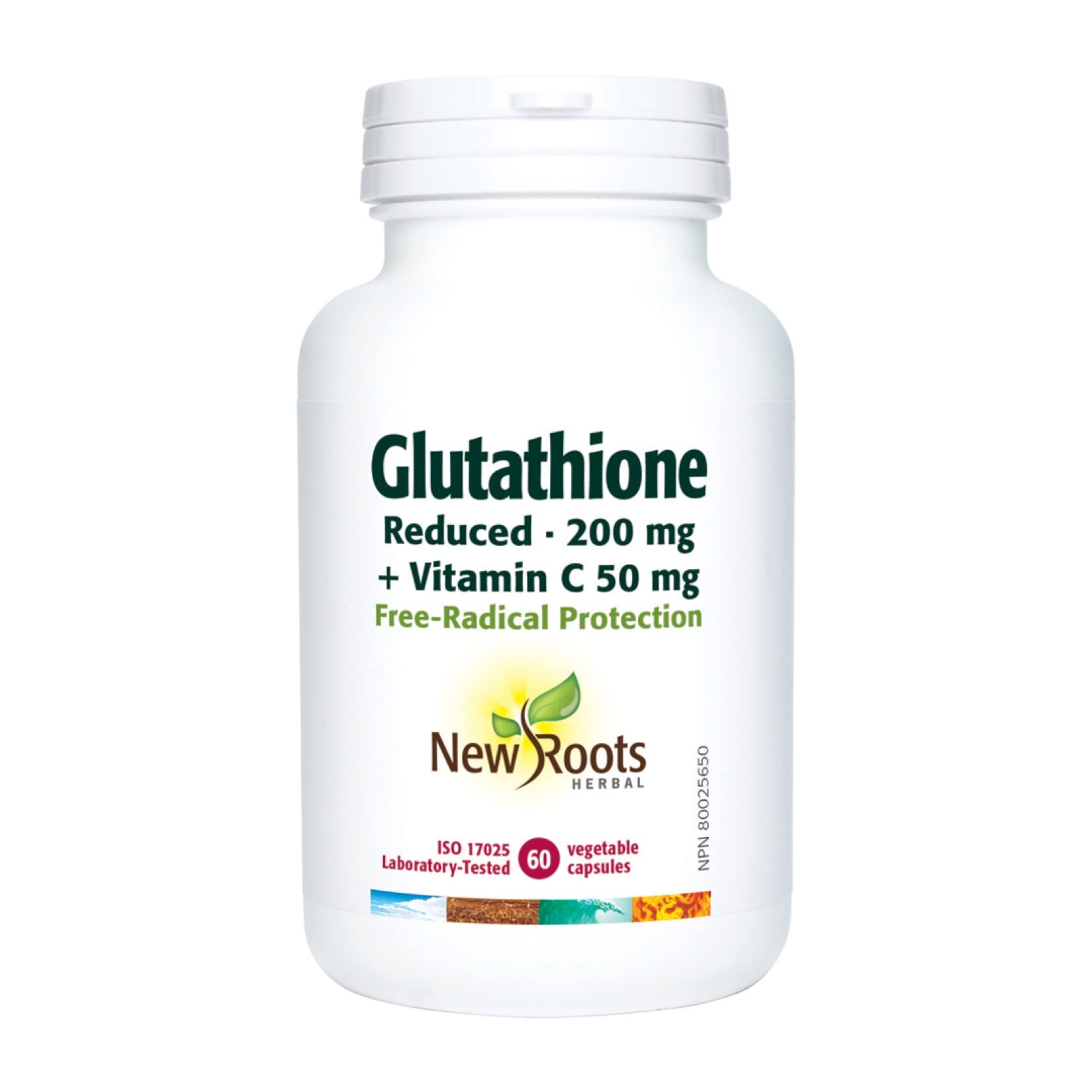 New Roots Herbal - Glutathione Reduced 200mg, 60 Capsules 60-Day Supply - L-Glutathione 200mg Vitamin-C 50mg Capsules - Helps in the Development and Maintenance of Bones, Cartilage, Teeth and Gums