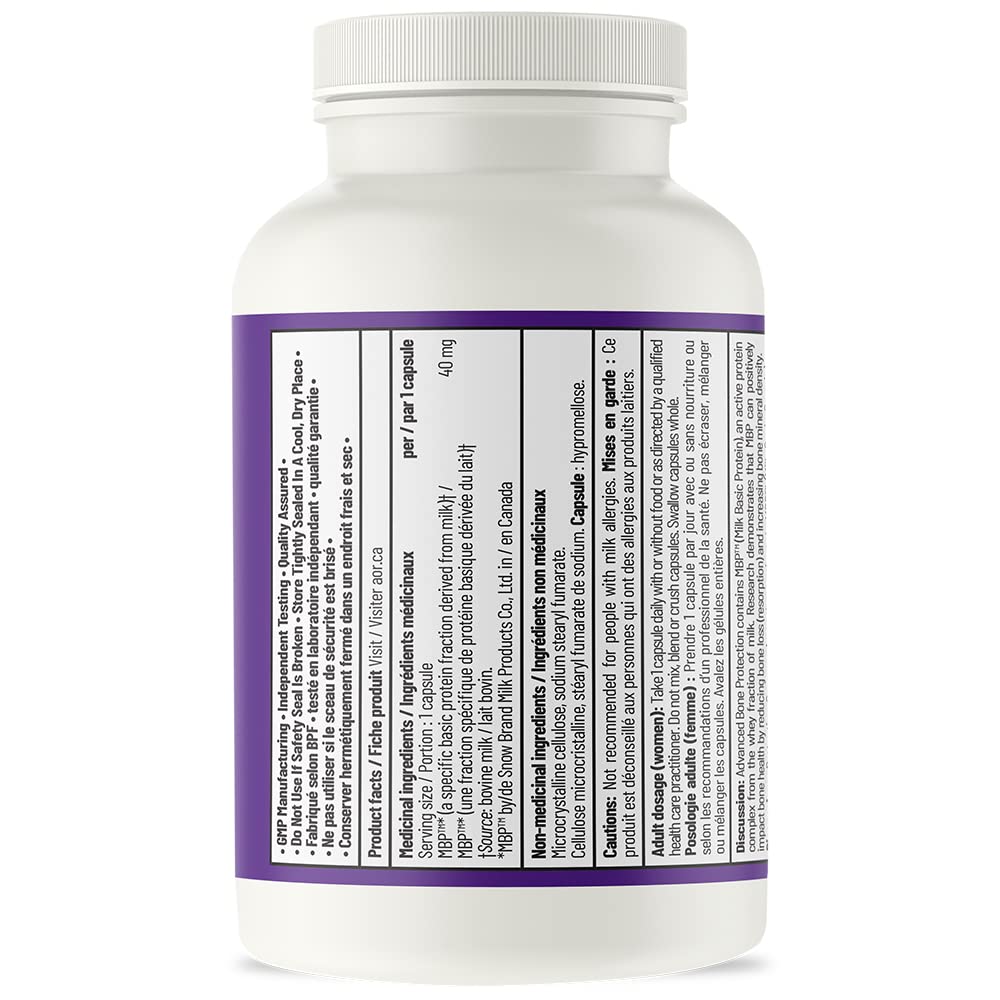 AOR Advanced Bone Protection 40mg, 30 capsules, cure de 30 jours, complément de soutien osseux, végétarien, sans OGM, sans gluten, favorise la densité minérale osseuse et la résistance, soutien du collagène pour des os sains