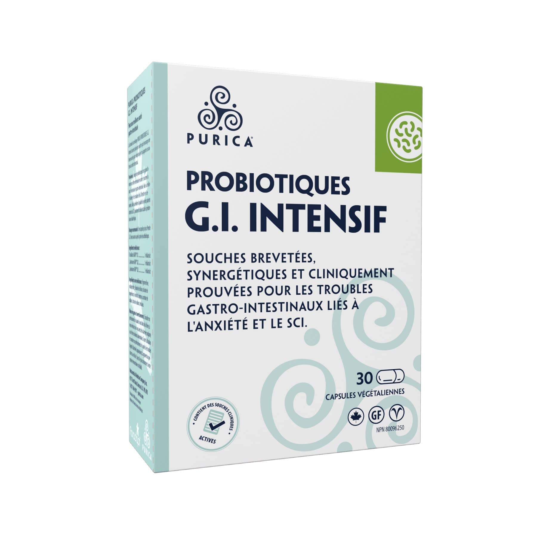 PURICA Probiotic Intensive GI 30 Vegan Capsules, 30-Day Supply, Support Digestive Balance, Comfort and Regularity, Probiotic Strains for Optimal Gut Flora, Help Reduce Occasional Bloating, Gluten-Free