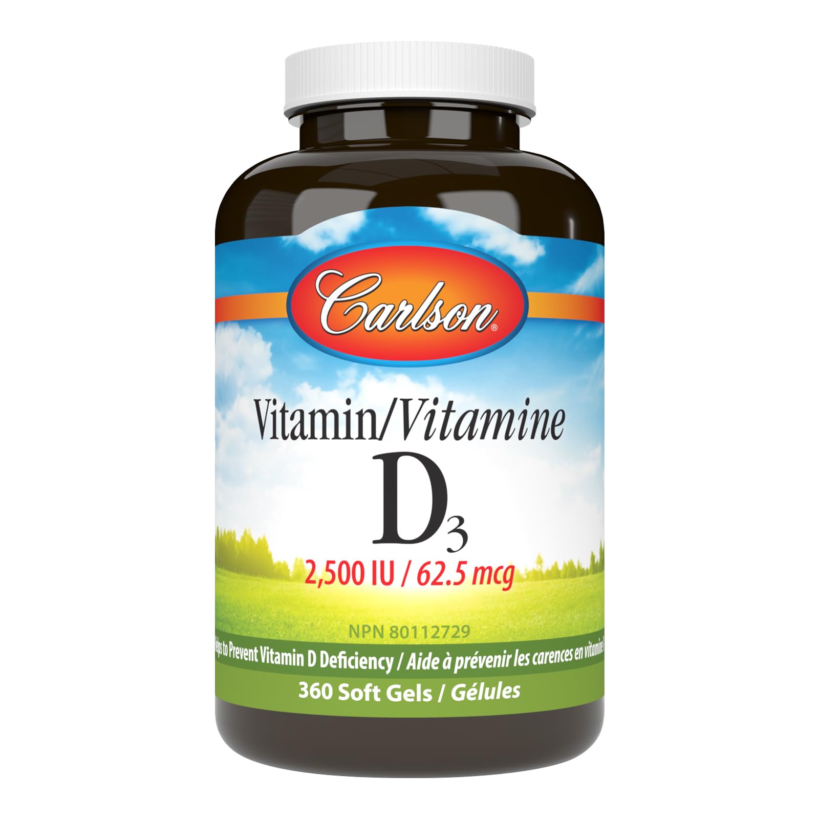 Carlson - Vitamin D3, 2500 IU (62.5 mcg), Cholecalciferol, Vitamin D Supplements, Vitamin D3 Soft Gels