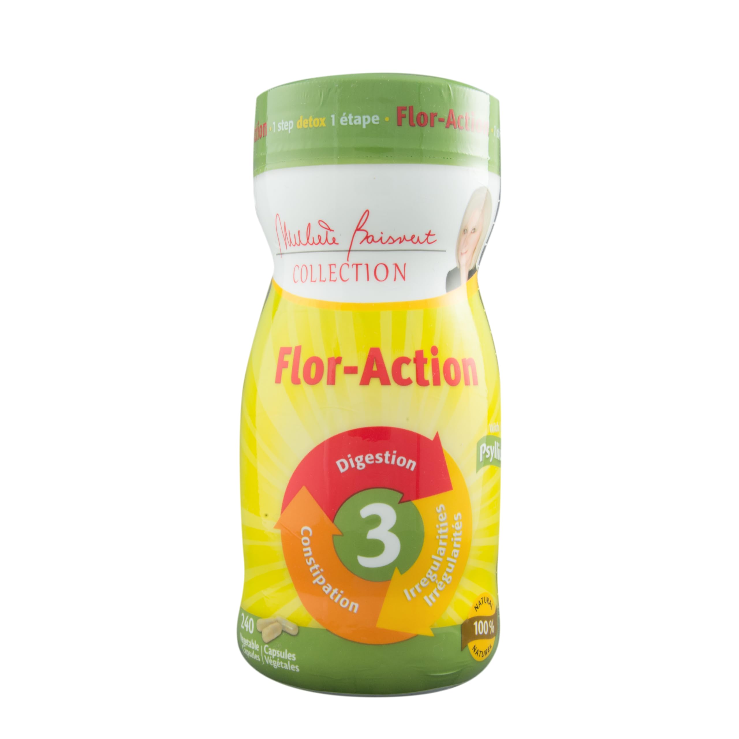 Nature Beaut√© Sant√© Flor Action 240 Veg Capsules - Triple-Action Psyllium Husk for Comfortable Digestion & Gut Balance, Licorice Root and Garlic, Promote Regularity & Digestive Harmony