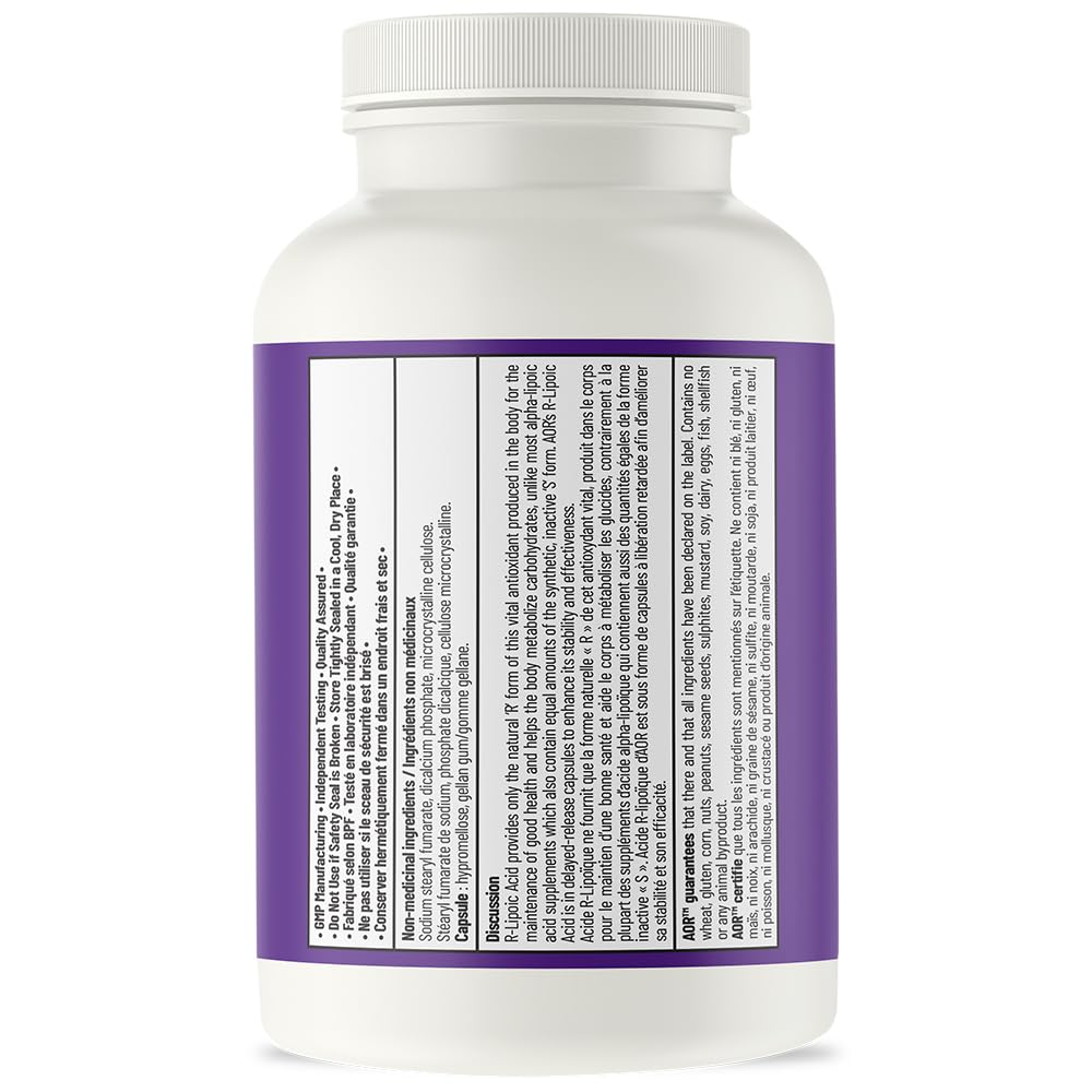 AOR Alpha Lipoic Acid, R Lipoic Acid Sodium Salt, 150mg, 90 Capsules