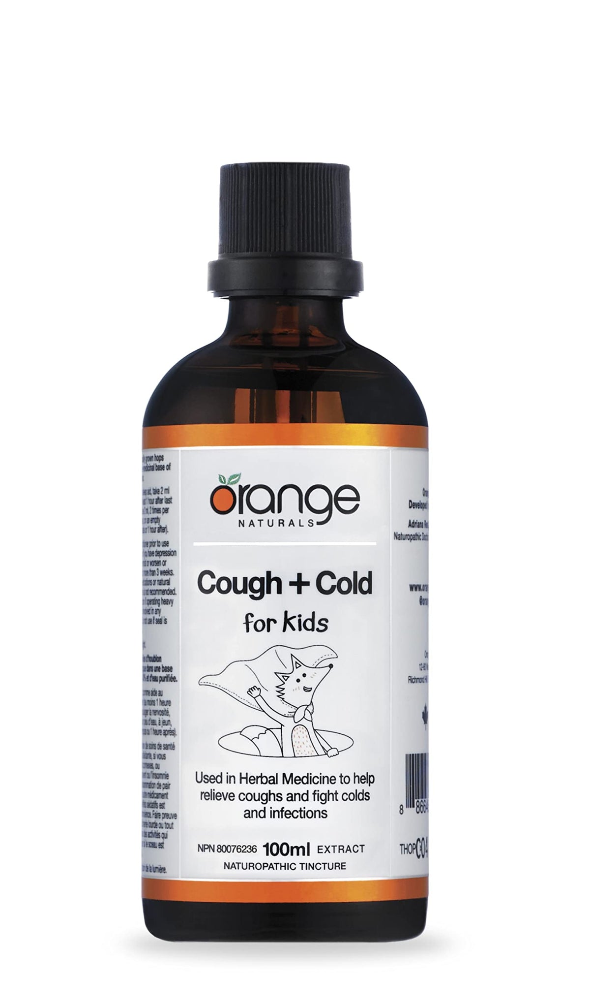 Orange Naturals - Cough and Cold for Kids 100 ml Liquid Tincture 40-Servings - Vegan, Gluten and Dairy-Free - Help Relieve Coughs and Fight Colds, Catarrhs, Bronchitis and Congestion