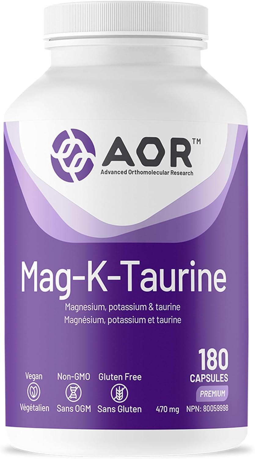 AOR Mag-K-Taurine Magnesium Citrate Capsules, Third Party Tested, 180 Caps