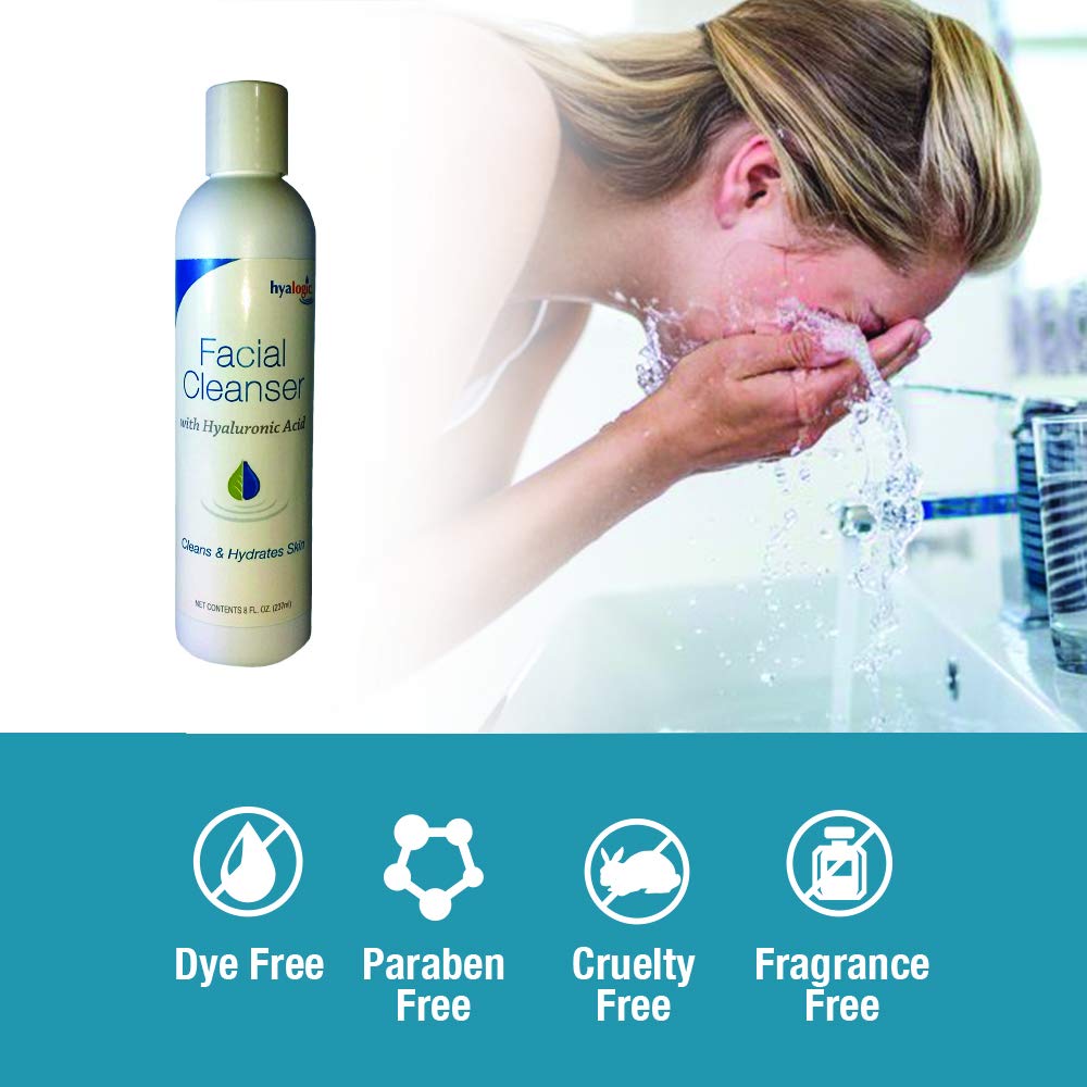 HA Face Wash, Hyaluronic Acid Facial Cleanser – Moisturizing, Paraben-Free Daily Face Scrub with Bentonite Clay – Get Youthful, Glowing Skin Naturally! (8 oz.) by Hyalogic