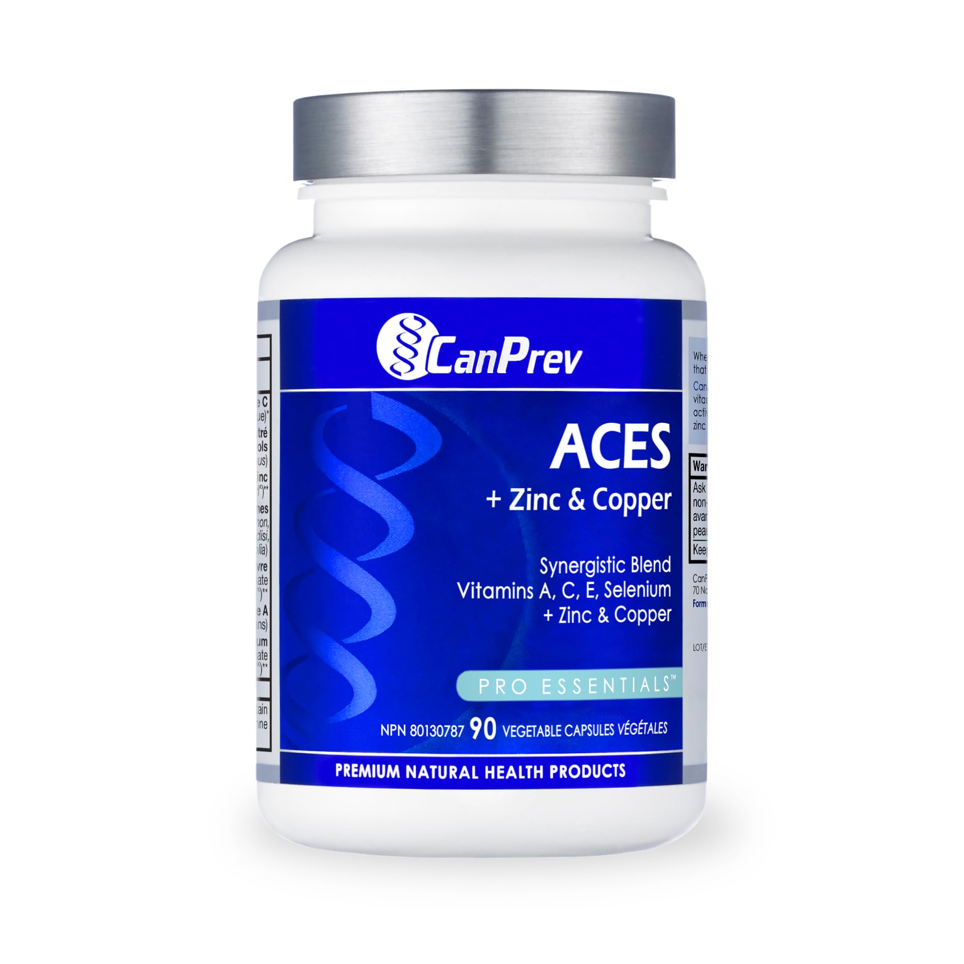 CanPrev ACES + Zinc & Copper 90 Veg Capsules, 90-Day Supply, Complete Antioxidant Blend with Vitamins A, C, E, Selenium & Zinc, Supports Skin Radiance, Energy, Cellular Vitality, Vegan and Gluten-Free