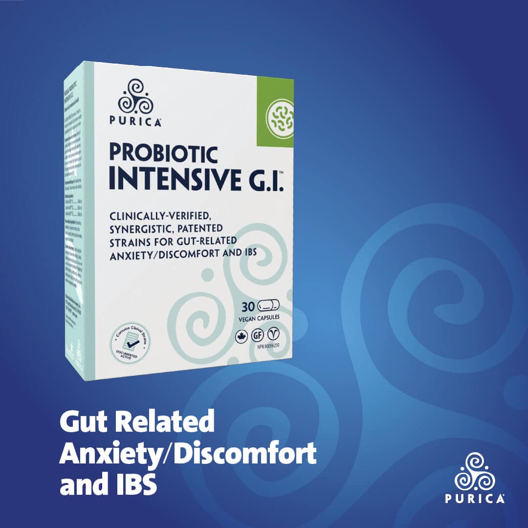 PURICA Probiotic Intensive GI 30 Vegan Capsules, 30-Day Supply, Support Digestive Balance, Comfort and Regularity, Probiotic Strains for Optimal Gut Flora, Help Reduce Occasional Bloating, Gluten-Free