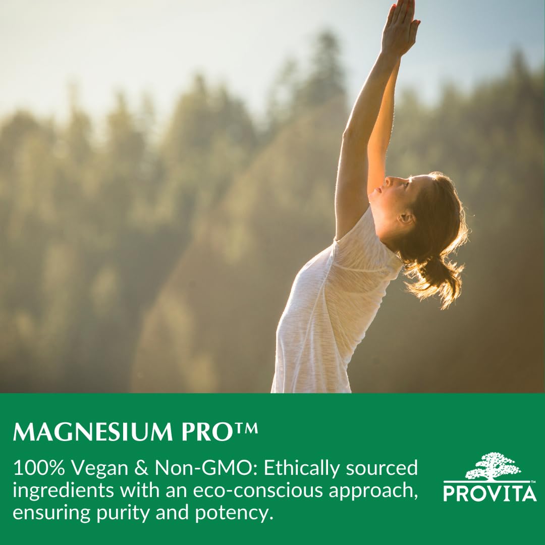 Provita Magnesium Pro™ - Formulation avancée avec 4 formes de magnésium, de la vitamine B6 et du calcium de corail. - Mélange végétalien hautement biodisponible (90 gélules)