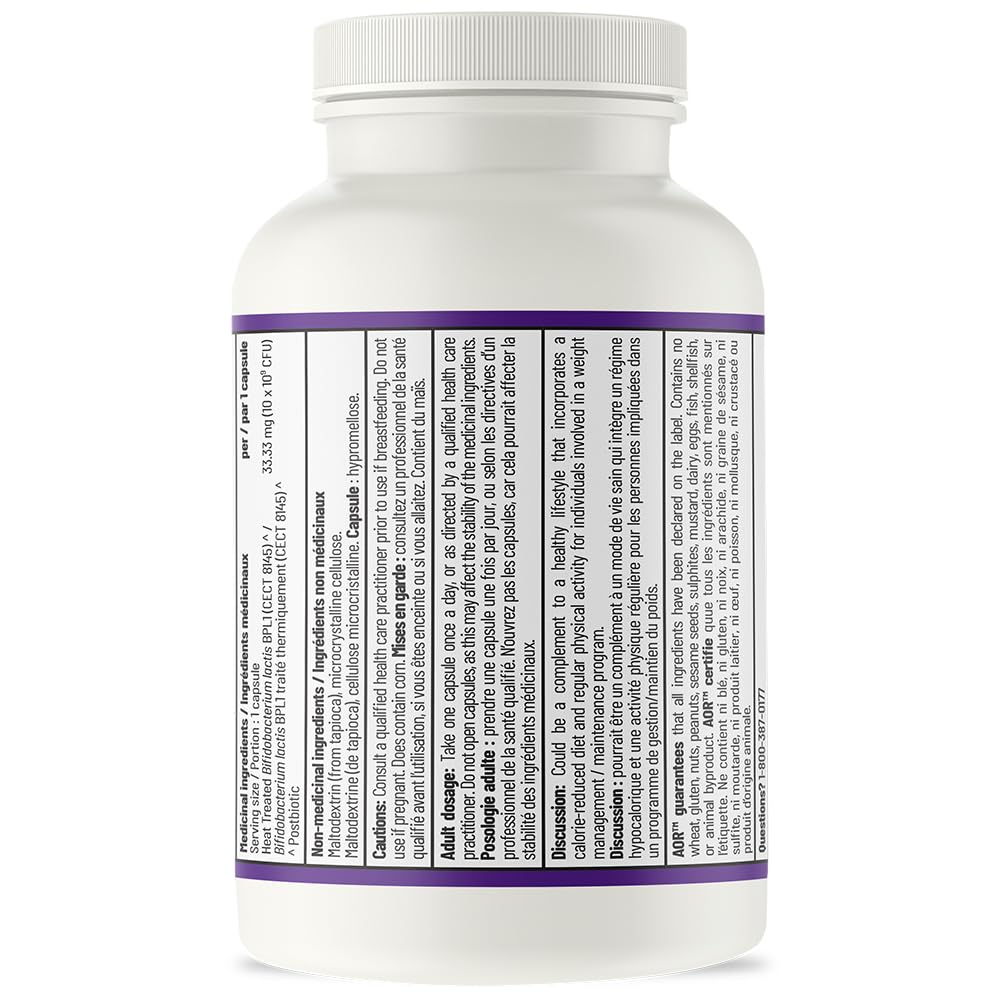 AOR Postbiotic Boost 60 gélules, 60 jours d'approvisionnement - Formule postbiotique avancée avec BPL1, favorise un mode de vie équilibré, contient du Bifidobacterium lactis CECT8145, soutient le confort digestif, végétalien, sans OGM