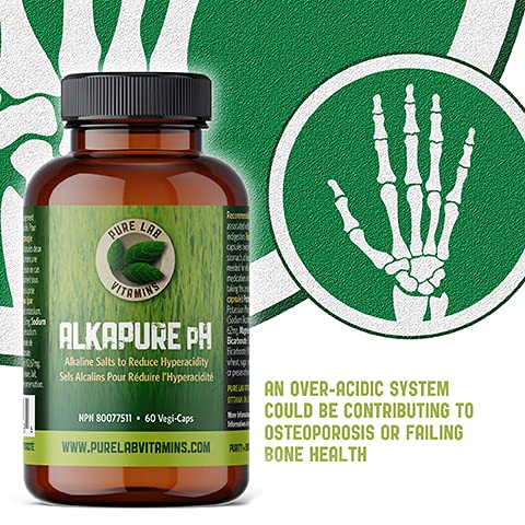 Pure Lab Vitamins - Alkapure pH 60 Vegetarian Caps | Balanced Alkaline Salts Antacid Supplement | Improve Body pH, Digestion Support, Calcium free