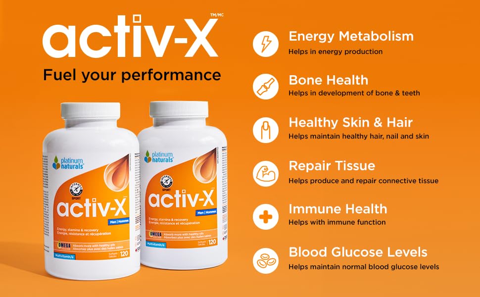 Platinum Naturals - Activ-X pour hommes | Énergie | Endurance | Récupération