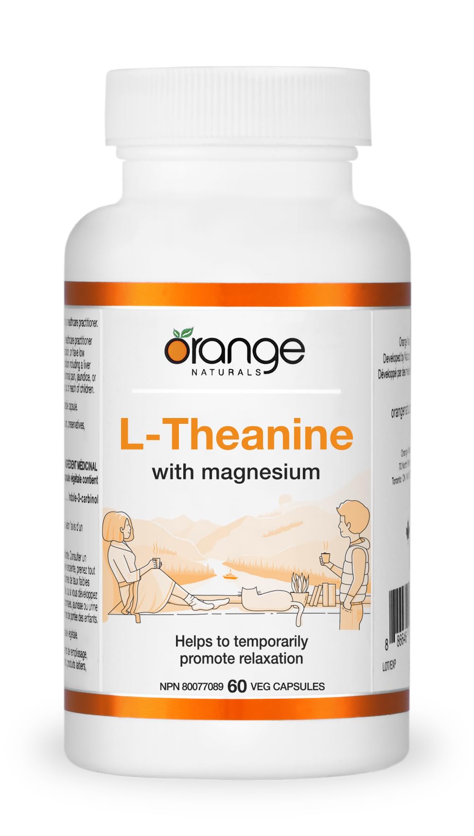 Orange Naturals - L-Théanine et Bisglycinate de Magnésium 250 mg, 60 gélules (approvisionnement de 60 jours) - Soutien amélioré pour le sommeil et la relaxation sans somnolence, favorise le calme mental - Végétalien et sans OGM