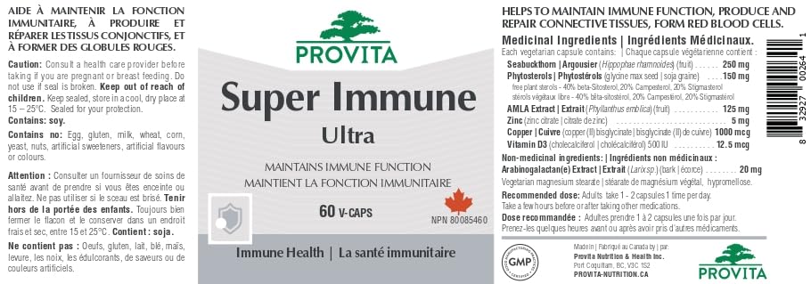 Super Immune/Modimmune par Provita Nutrition (Fabriqué au Canada) 60 capsules végétariennes