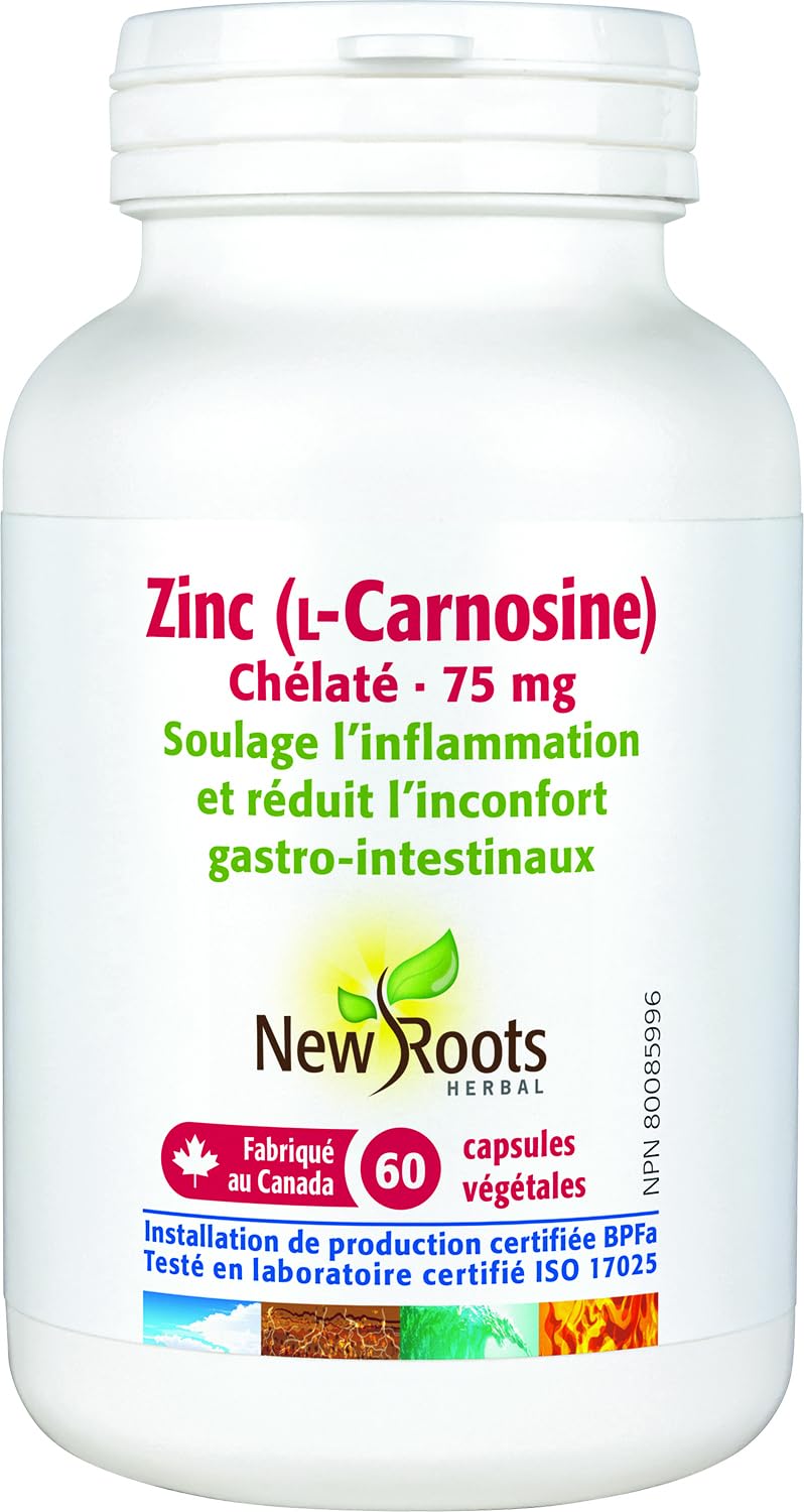 New Roots Herbal - Zinc ʟ-Carnosine Chelate 75 mg - 60 Veg Capsules