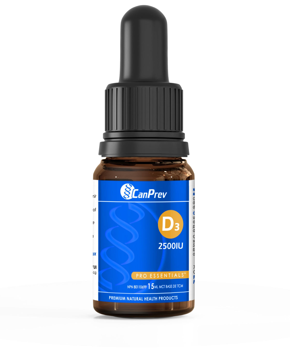 CanPrev Vitamin D3 Drops, MCT Base, 2,500 IU, One Drop, 15 ml, 450 Servings