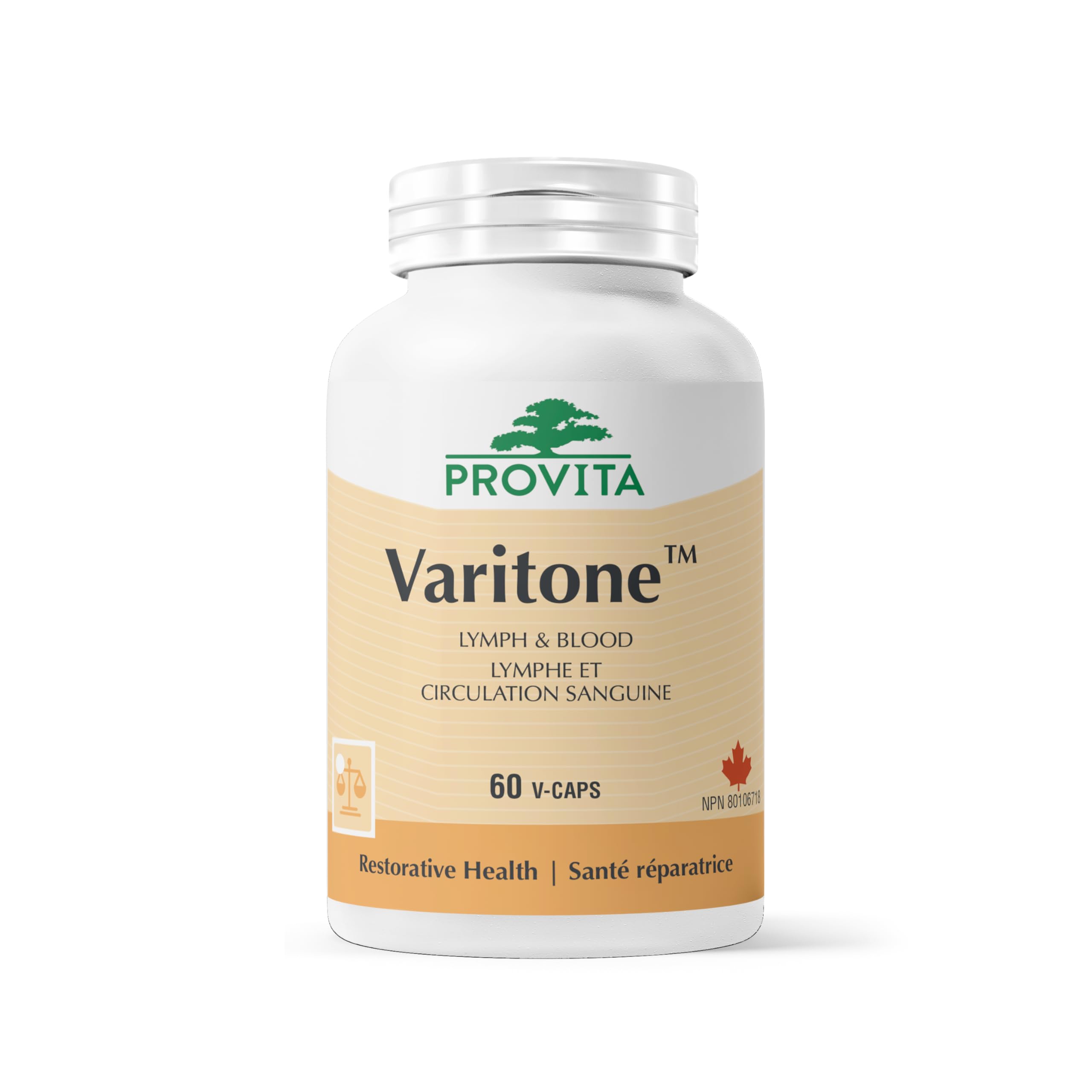 Varitone - pour les varices - 60 gélules végétales - Fabriqué au Canada par Provita