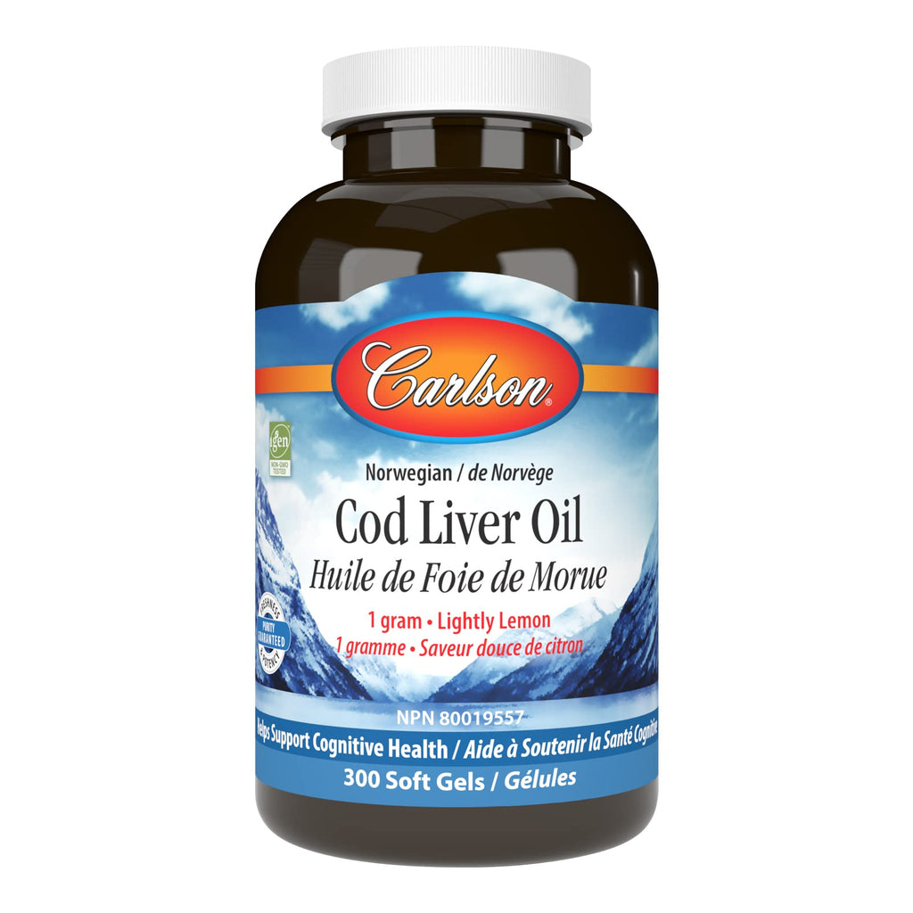 Carlson - Cod Liver Oil Gems, 920 mg Omega-3s + Vitamins A & D3, Wild-Caught Norwegian Arctic Cod-Liver Oil, Sustainably Sourced Nordic Fish Oil Capsules, Lemon