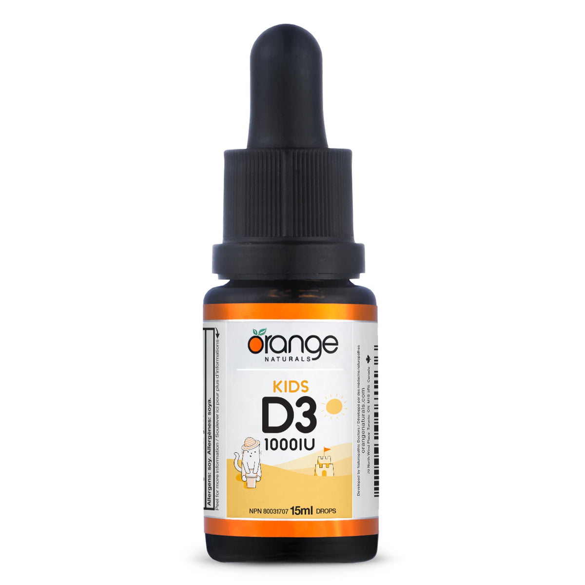 Orange Naturals Baby Liquid Vitamin D3 Drops, 1000 IU, MCT Oil, 15 ml