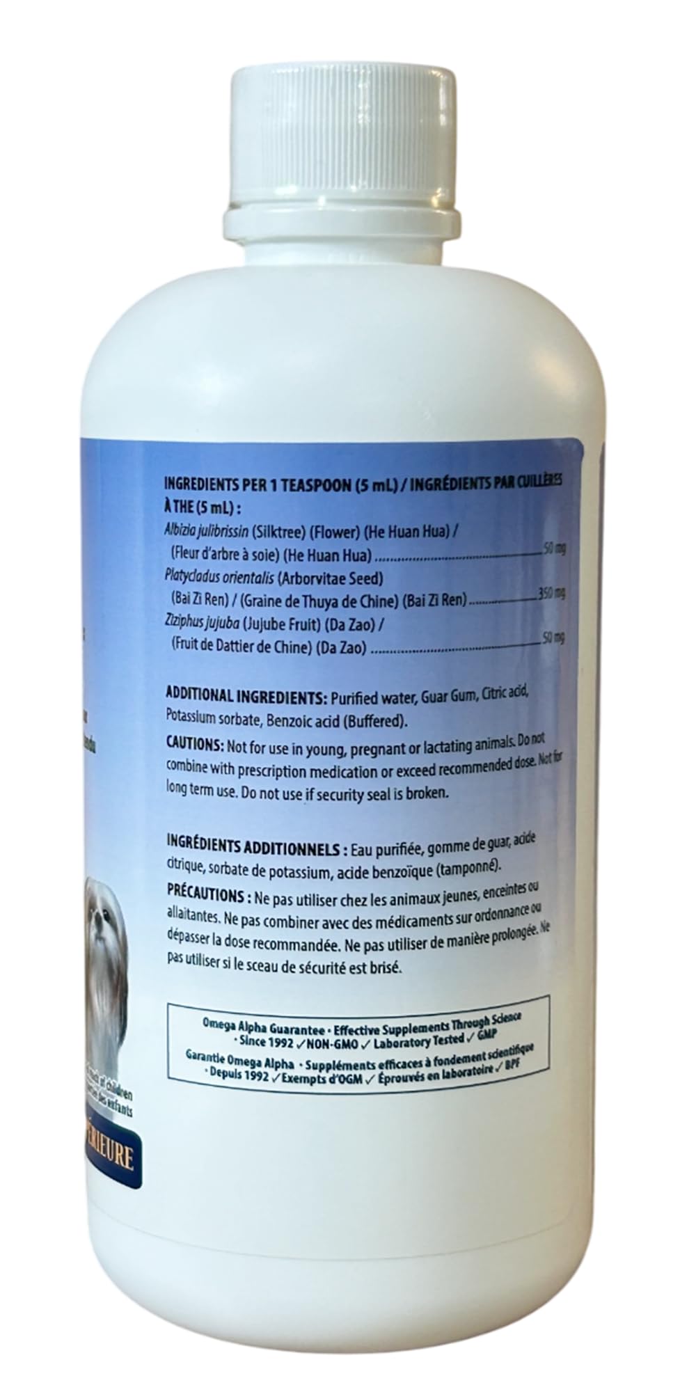 Favorise et Améliore le Comportement Relaxé des Animaux/Tonique Apaisant pour le Stress et l'Anxiété des Animaux - Omega Alpha E-Z Rest - 500ml
