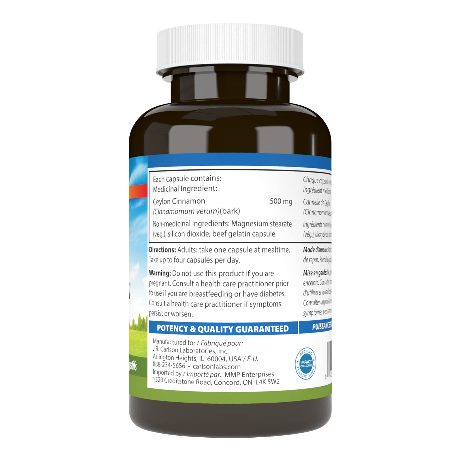 Carlson - Cannelle de Ceylan, Suppléments de Vraie Cannelle, 500 mg, Pilules d'Extrait de Cannelle, Gélules de Cannelle de Ceylan