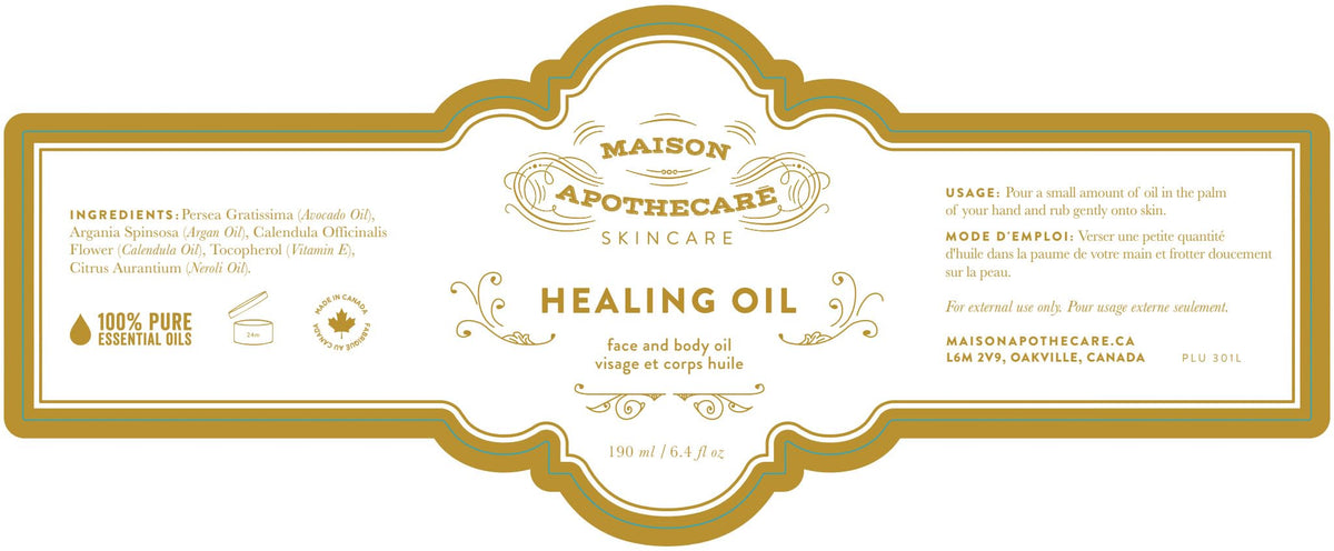 Maison Apothecare Healing Oil Grande 190ml, Multi-Use Avocado, Argan & Neroli, Botanical Blend for Face, Body & Hair, Lightweight Canadian-Made Moisturizer