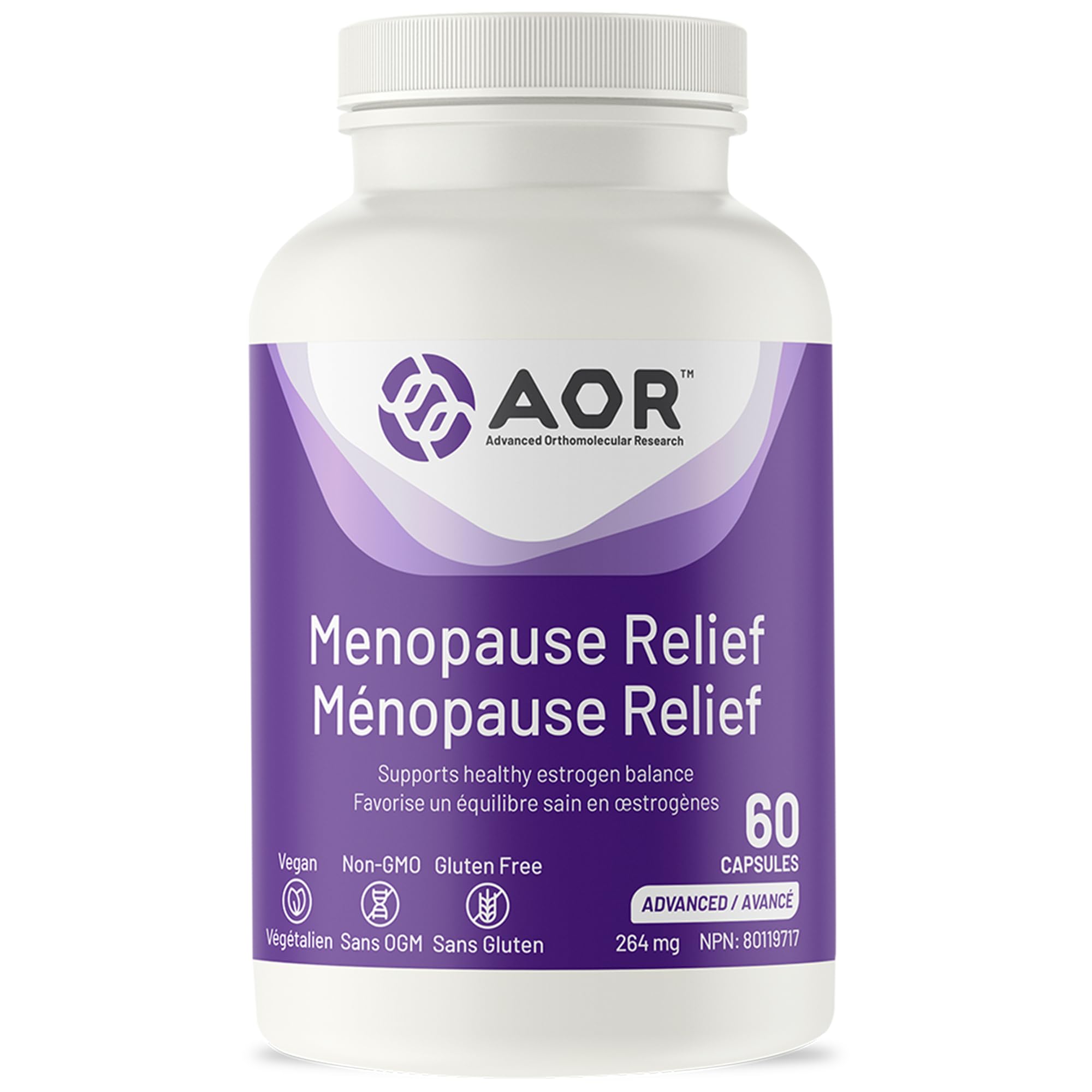 AOR - Soulagement ménopause 60 gélules – Approvisionnement 30 jours – Complément pré et post-ménopause pour femmes – Complément pour soulager l'irritabilité, les bouffées de chaleur et les sueurs nocturnes – Soutien ménopause Équilibre hormonal