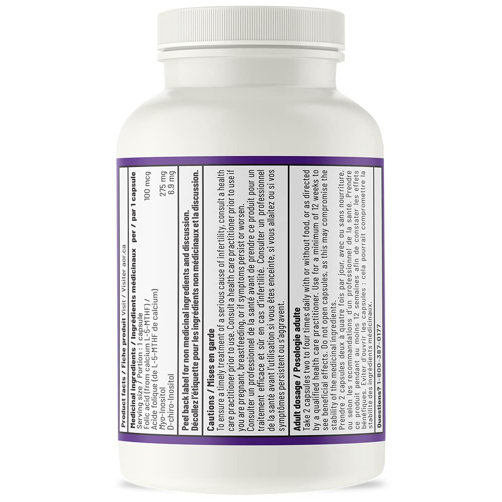 AOR - Advanced PCOS Support, 120 gélules (approvisionnement de 30 jours) - Supplément de Myo-Inositol et D-Chiro Inositol pour femmes - Favorise la santé ovarienne et l'équilibre du cycle menstruel - Formule SOPK pour femmes - Végane et sans OGM