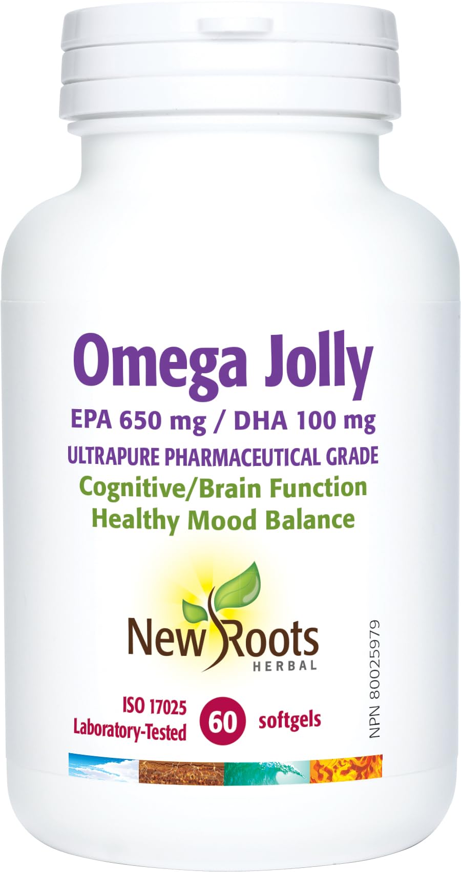 New Roots Herbal Omega Jolly, Omega 3, Fish Oil, 60 Softgels 60 Day Supply