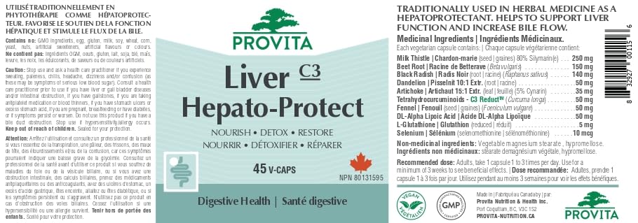Provita Liver Hepato-Protect™ - Formule complète de détoxification et de régénération du foie - Végane et sans OGM