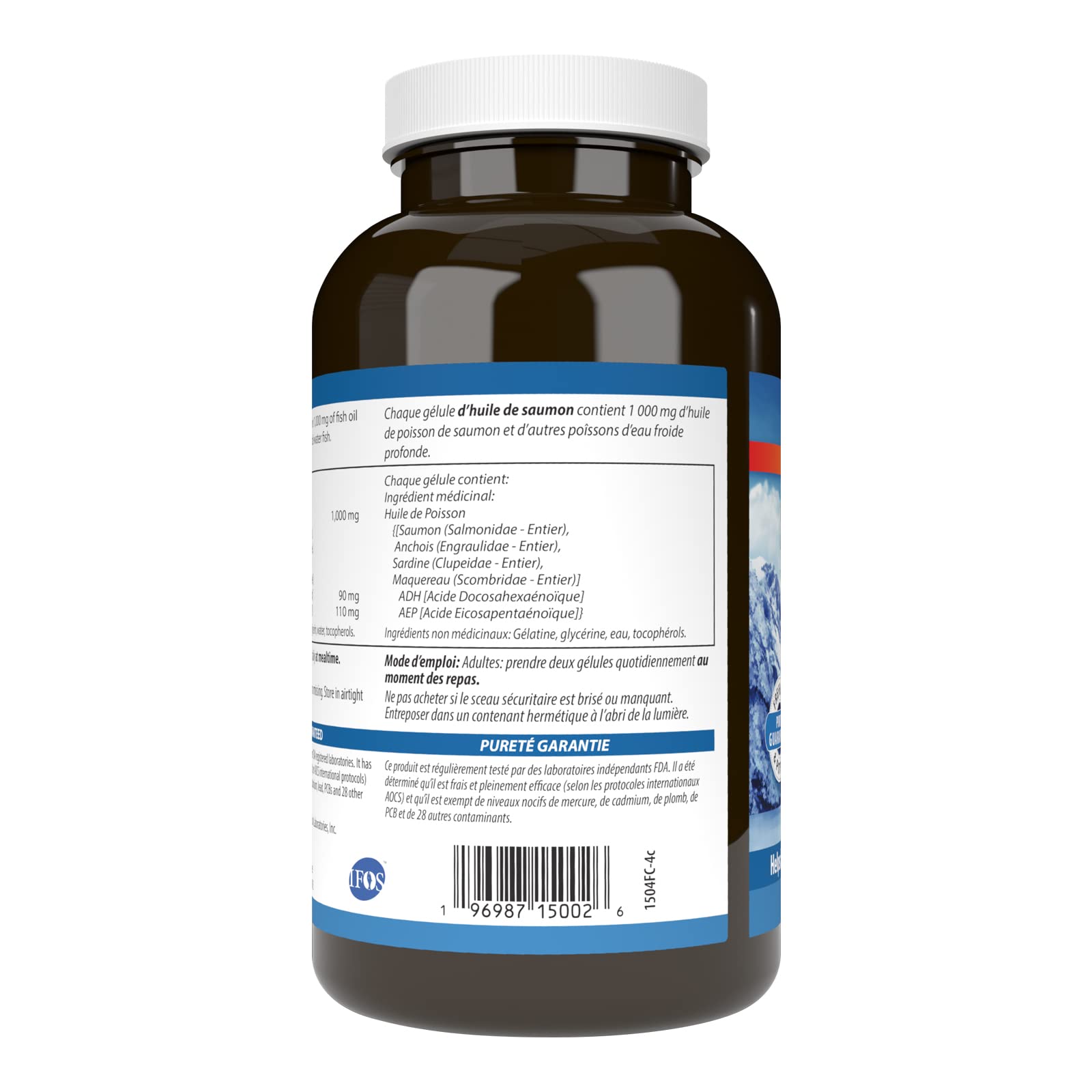 Carlson - Huile de saumon norvégien, 500 mg d'Oméga-3, Complément d'huile de saumon norvégien, Capsules d'huile de saumon Oméga-3 sauvage, Source durable