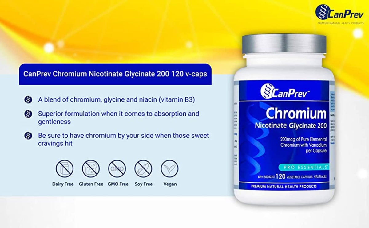 CanPrev Chromium Nicotinate Glycinate Capsules, 120 Caps, 60-120 Day Supply