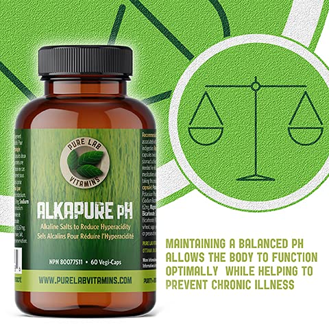 Pure Lab Vitamins - Alkapure pH 60 Vegetarian Caps | Balanced Alkaline Salts Antacid Supplement | Improve Body pH, Digestion Support, Calcium free
