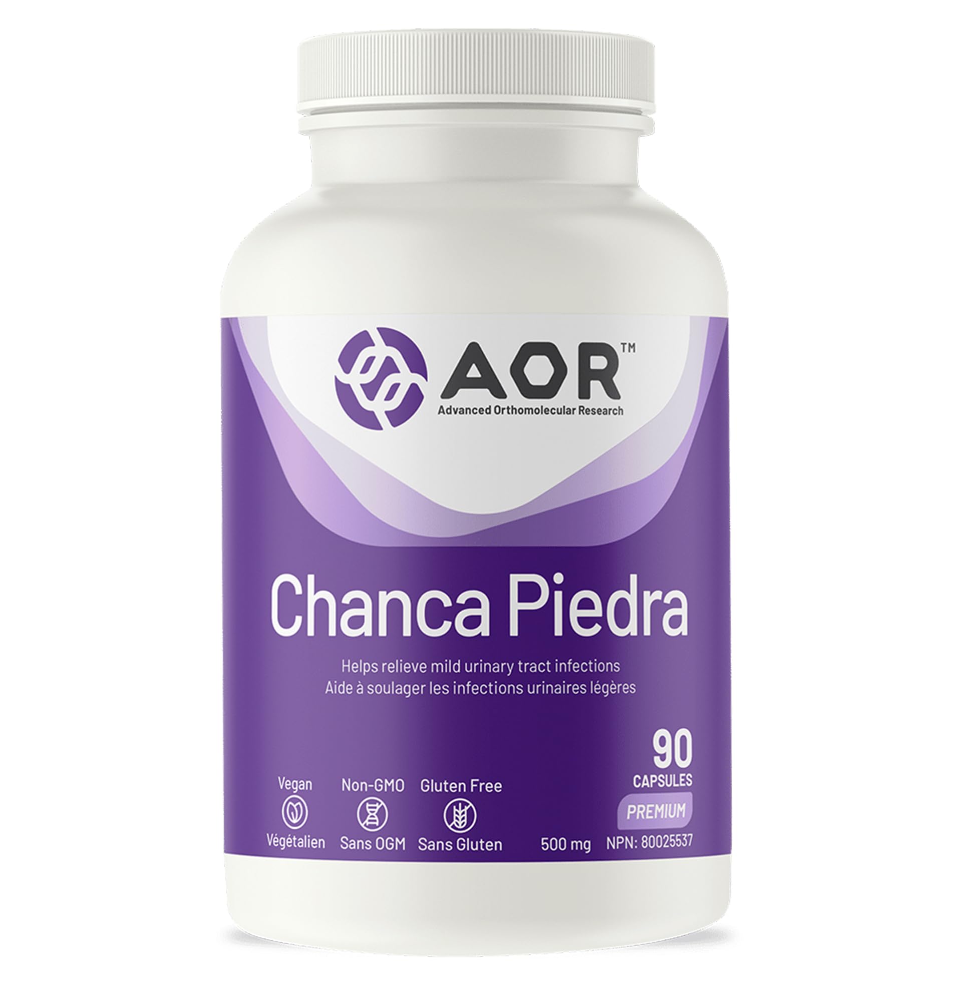 AOR Chanca Piedra 500mg, 90 capsules végétaliennes, 90 jours d'approvisionnement, complément végétal pour la santé des reins, des voies urinaires et de la vésicule biliaire, favorise l'équilibre naturel, soutient la fonction rénale et urinaire, sans OGM